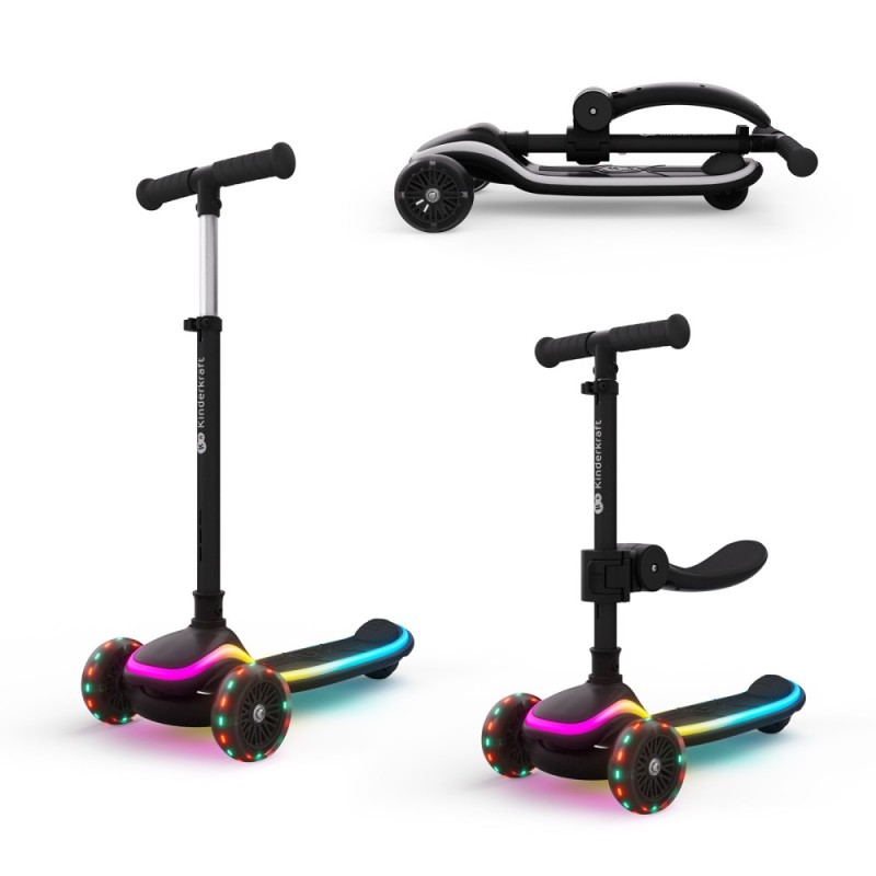 Πατίνι τρίτροχο 2σε1 RAKET UP Black LED scooter Πατίνι τρίτροχο 2σε1 RAKET UP Black LED scooter