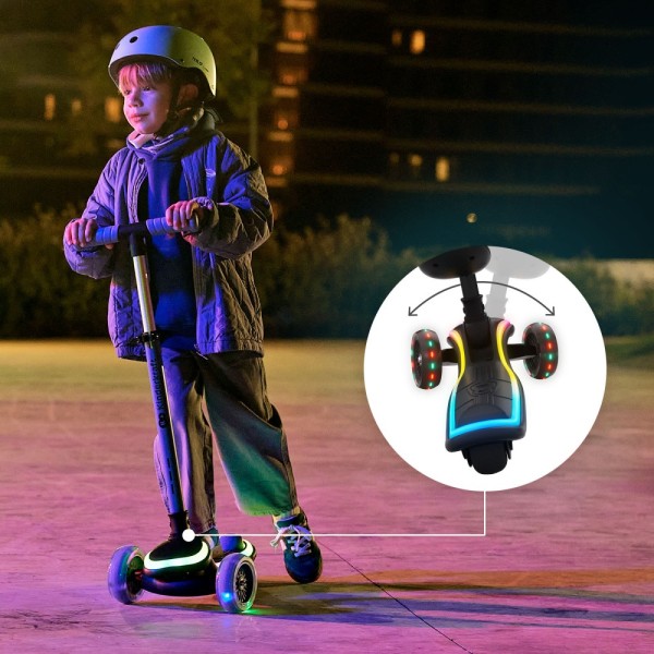 Πατίνι τρίτροχο  2σε1 RAKET UP  Black LED scooter