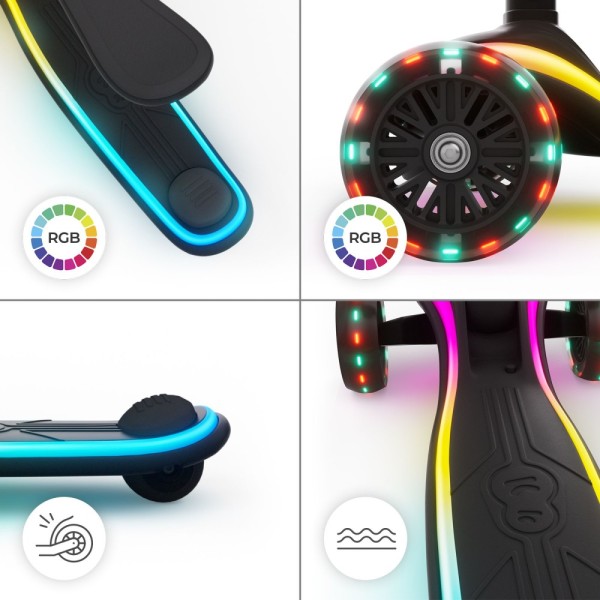 Πατίνι τρίτροχο  2σε1 RAKET UP  Black LED scooter