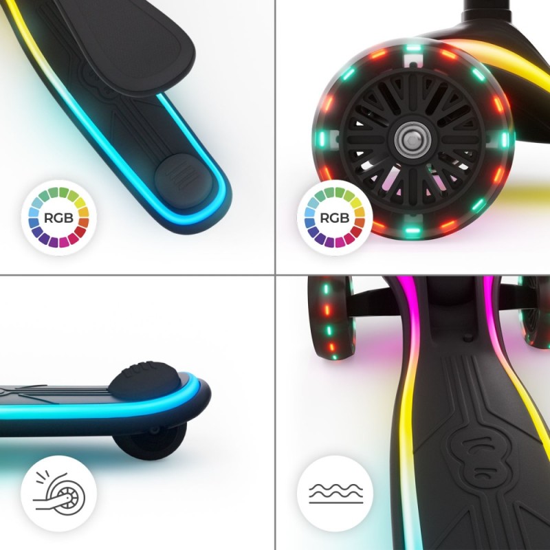 Πατίνι τρίτροχο 2σε1 RAKET UP Black LED scooter Πατίνι τρίτροχο 2σε1 RAKET UP Black LED scooter