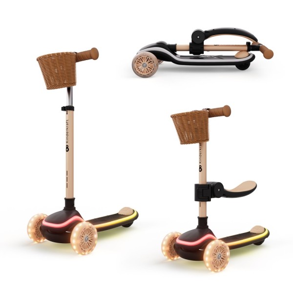 Πατίνι τρίτροχο με καλάθι  RAKET Beige LED scooter