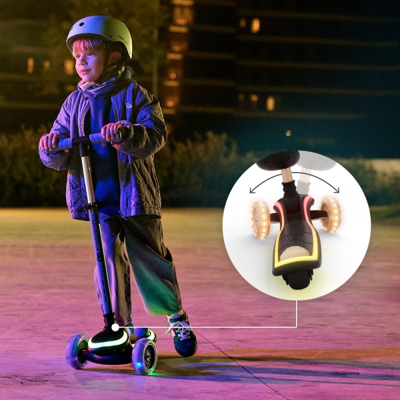 Πατίνι τρίτροχο με καλάθι RAKET Beige LED scooter Πατίνι τρίτροχο με καλάθι RAKET Beige LED scooter