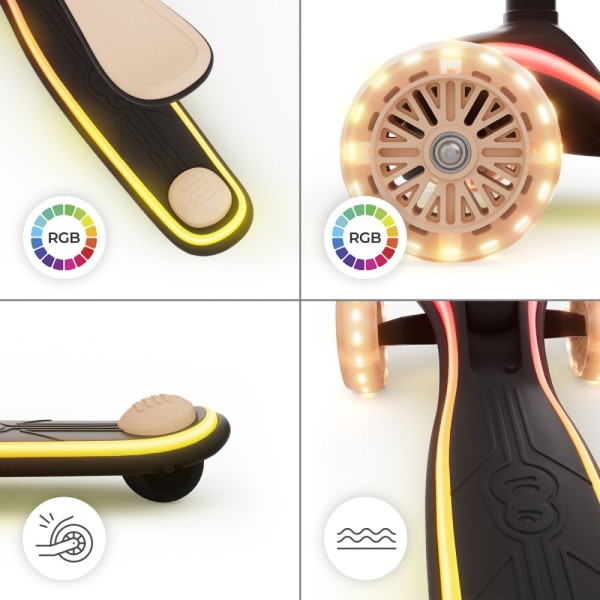 Πατίνι τρίτροχο με καλάθι  RAKET Beige LED scooter