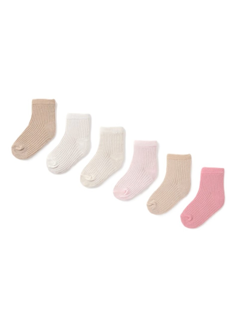 Σετ 6 καλτσακια  ροζ  τριαντ