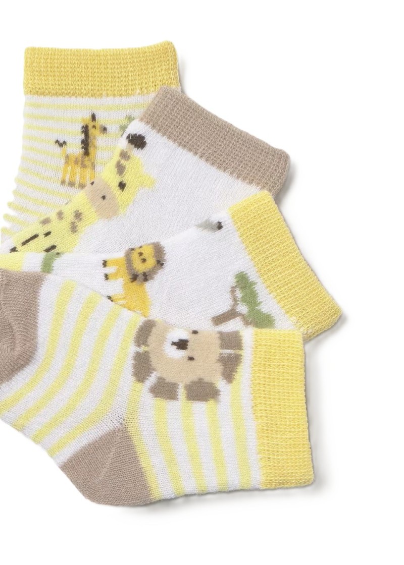 Σετ 4 καλτσες  κιτρινο