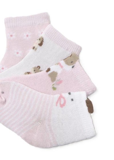 Σετ 4 καλτσακια ροζ µπεµπε
