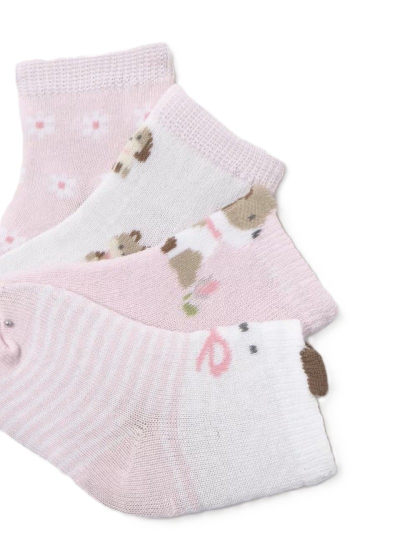 Σετ 4 καλτσακια ροζ µπεµπε