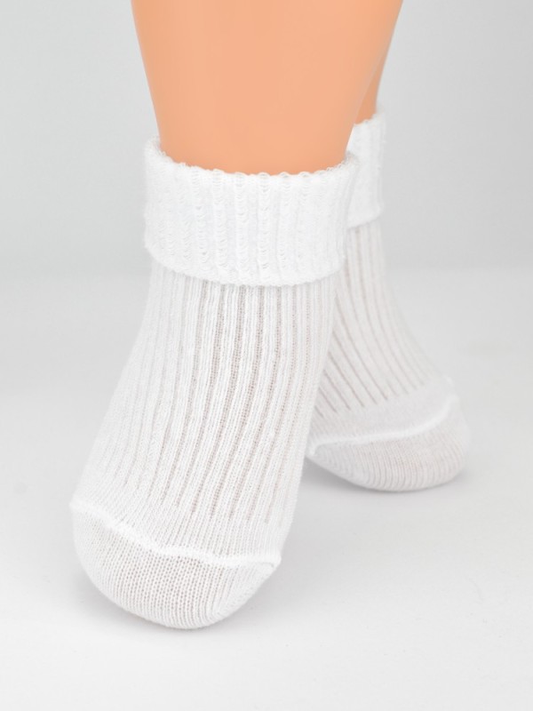 COTTON SOCKS WHITE WITH TURN OVER WELT