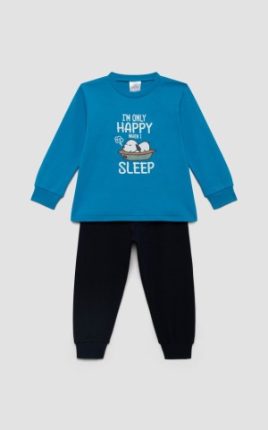 Πιτζάμα βρεφική με τύπωμα Sleep, Bαμβακερή 100% ρουα
