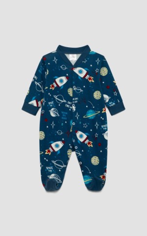 Φορμάκι μακρύ μανίκι All Over, Βαμβακερό 100% ΜΠΛΕ ΣΚΟΥΡΟ